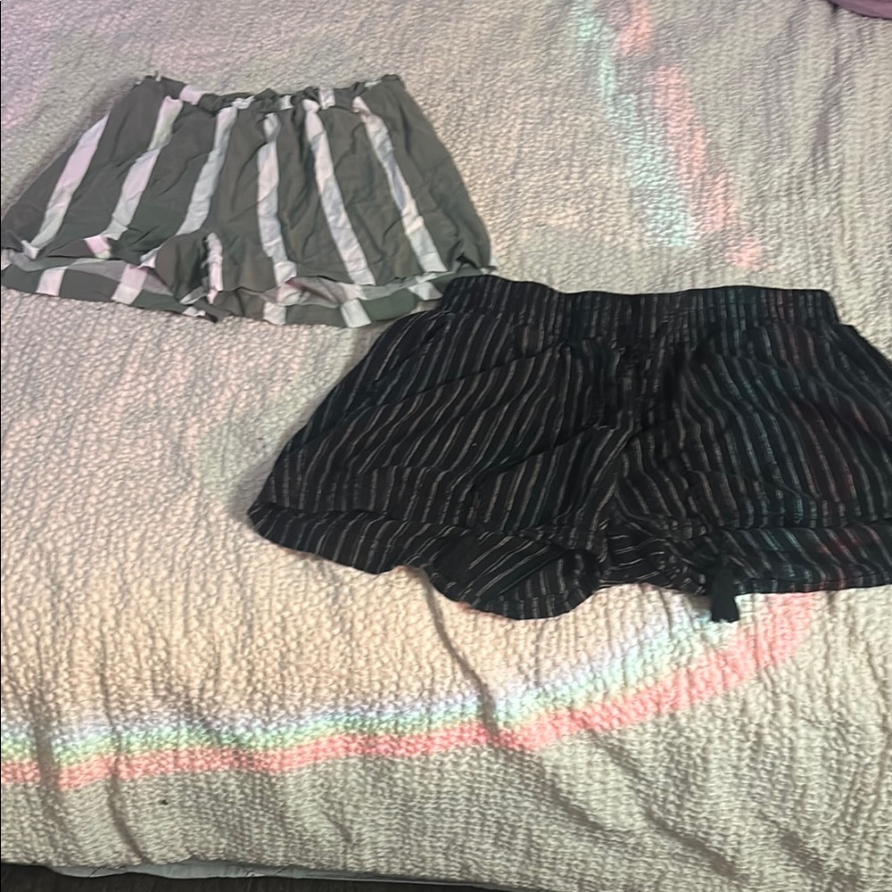 Striped Shorts Set - Gray and Black
